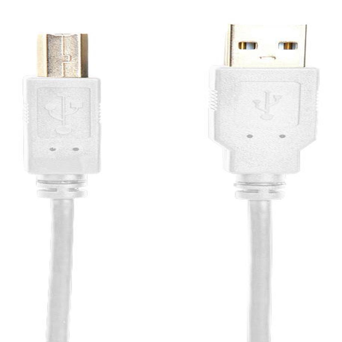 MC002736 USB Cable, 2.0 Plug A-B, 10ft, White multicomp