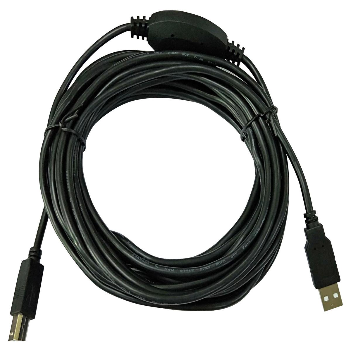 MC002733 USB Cable, 2.0 Plug A-B, 25ft, Black multicomp