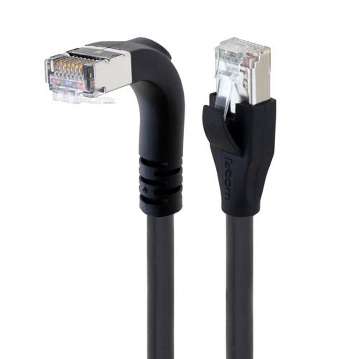 Braid Shielded Cat5e High Flex Right Angle Ethernet Cable, Straight/Right Angle Down, 2.0m