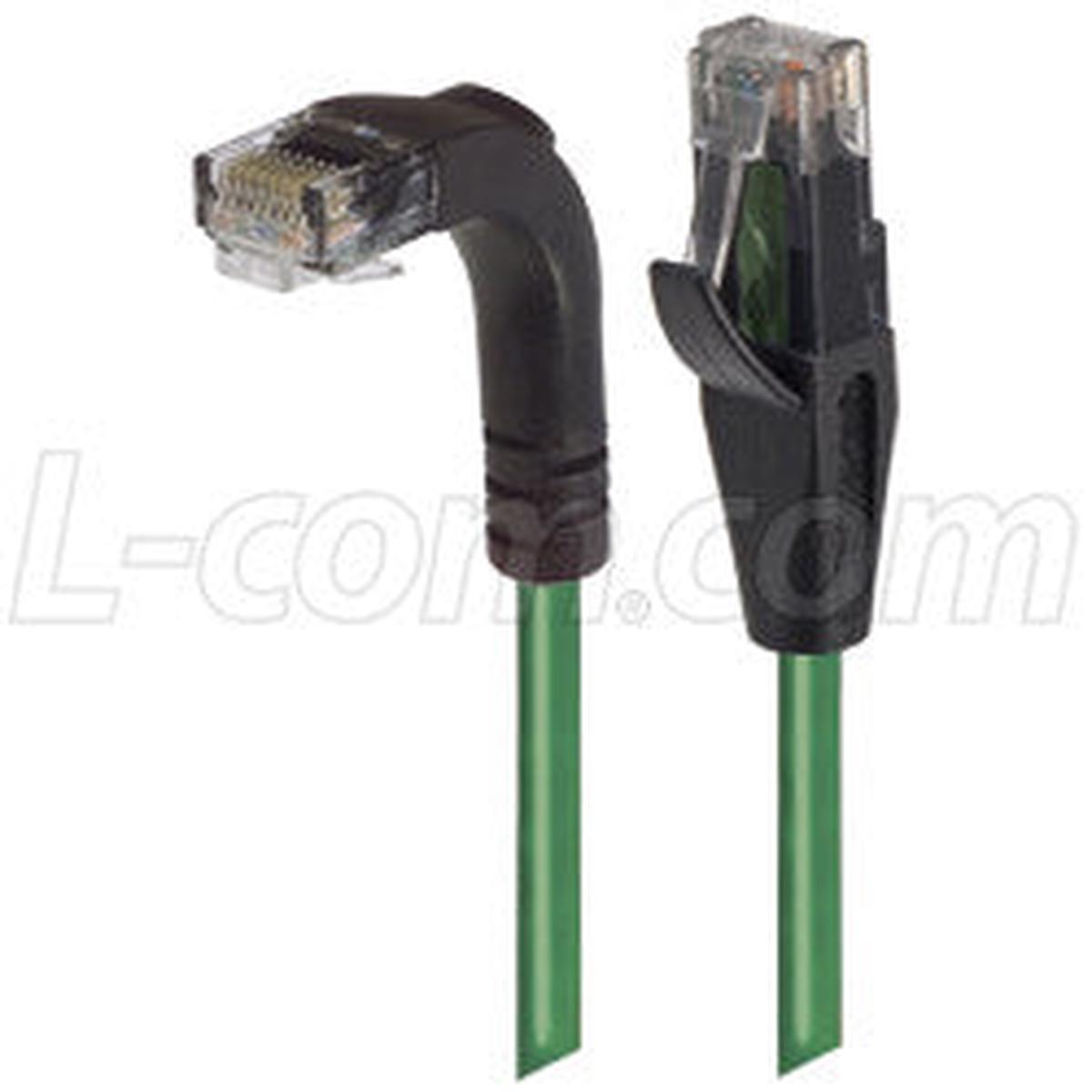 Cat 5E Right Angle Patch Cable, Straight/Right Angle Down, Green,1.0 ft