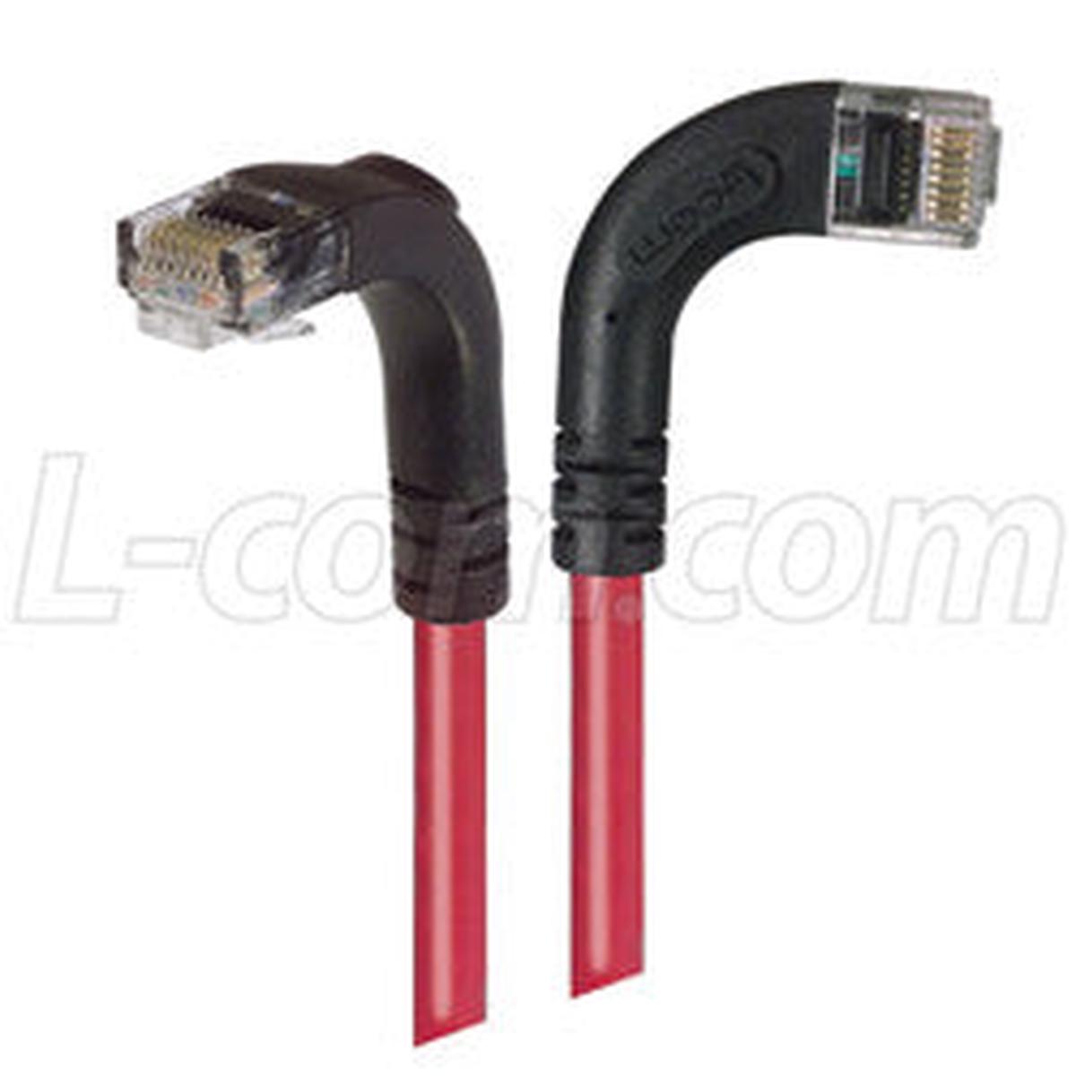 Cat 6 LSZH Right Angle Patch Cable, Right Angle Right/Right Angle Down, Red, 3.0 ft
