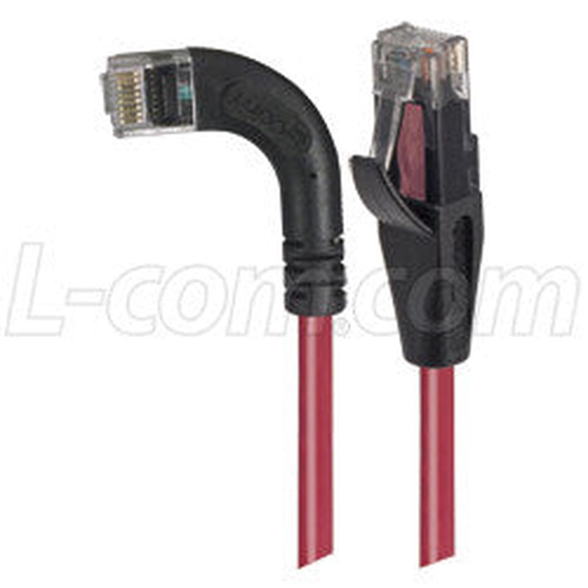 Cat 6 LSZH Right Angle Patch Cable, Straight/Right Angle Left, Red, 20.0 ft
