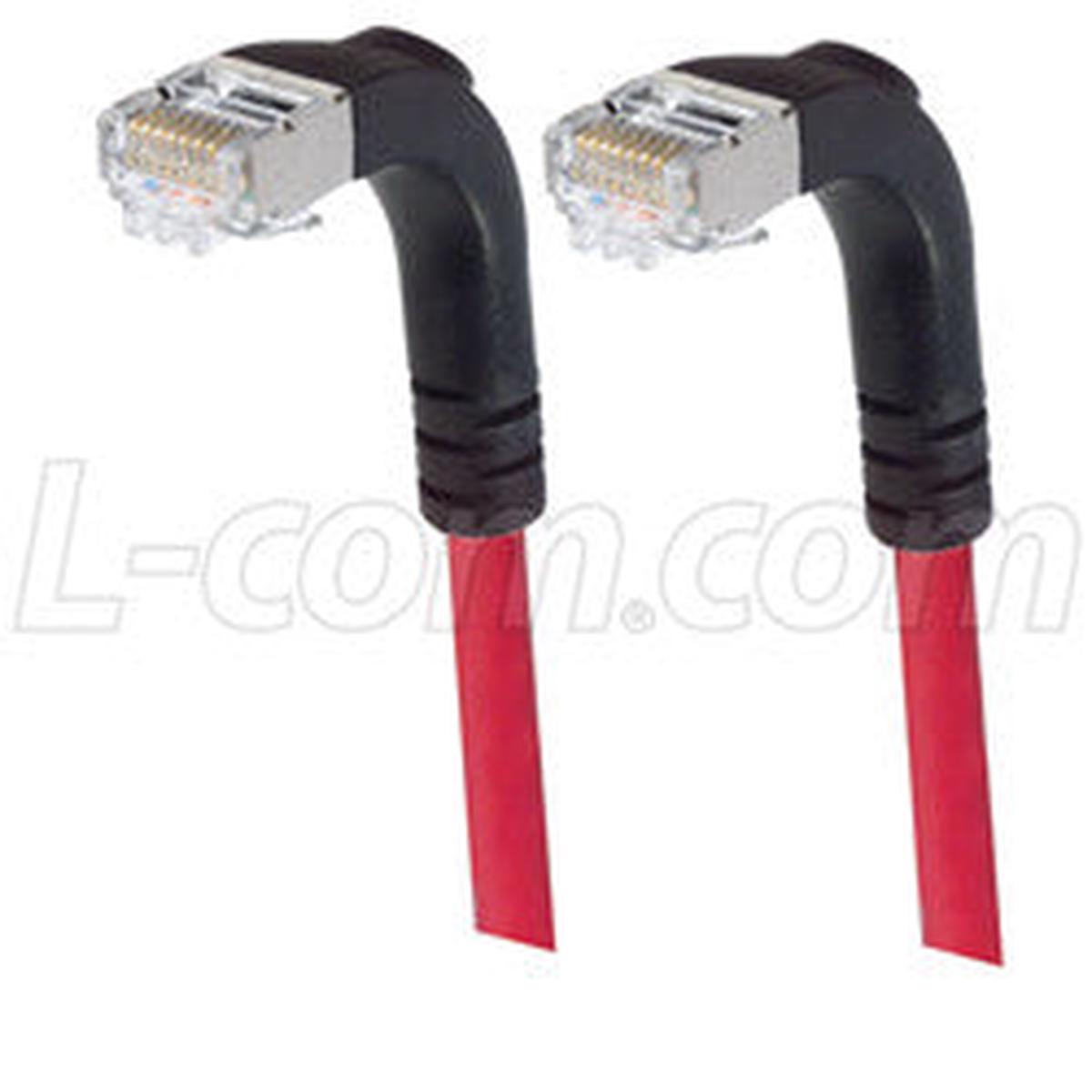 Cat 6 Shielded LSZH Right Angle Patch Cable, Right Angle Down/Right Angle Down, Red, 20.0 ft