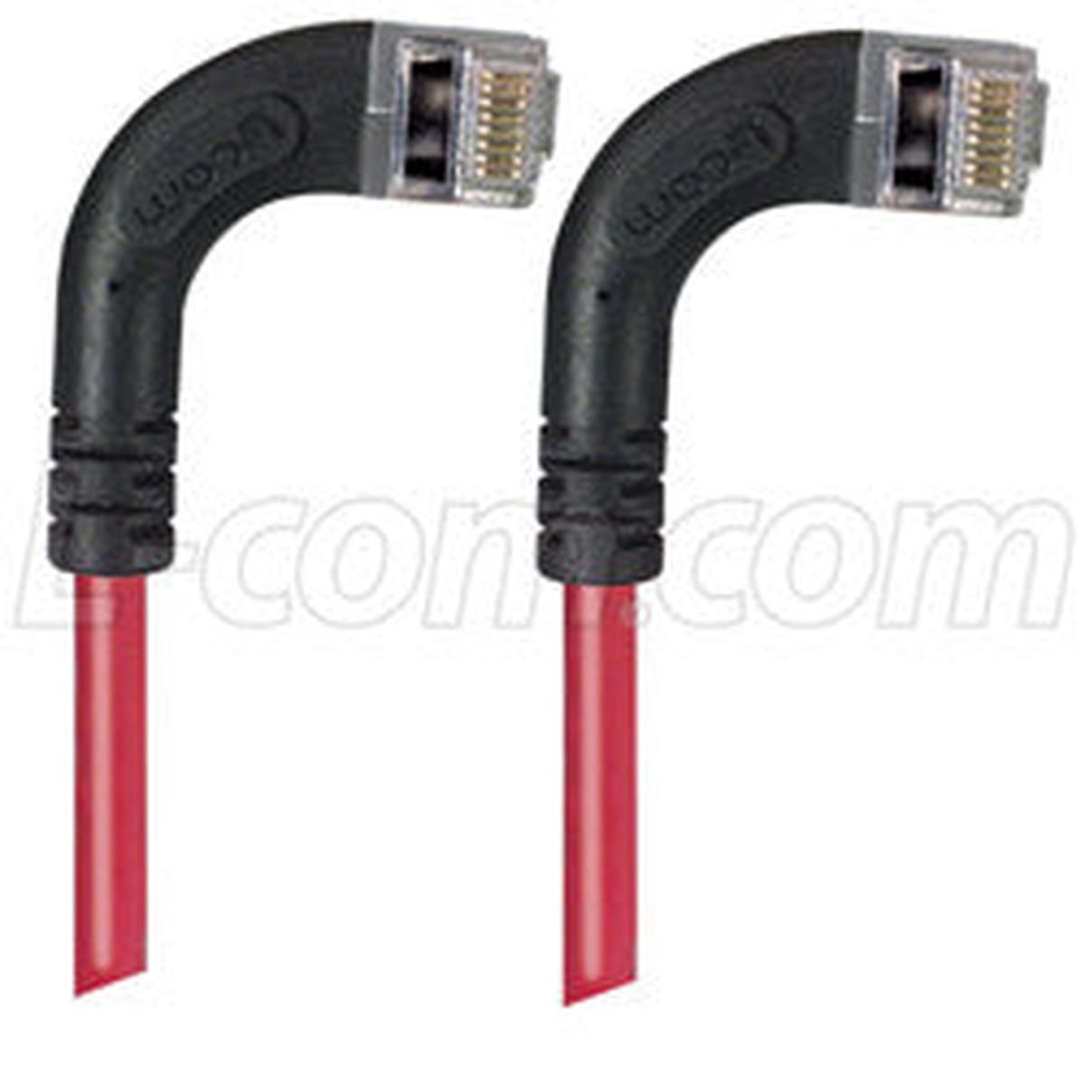 Cat 6 Shielded LSZH Right Angle Patch Cable, Right Angle Right/Right Angle Right, Red, 2.0ft
