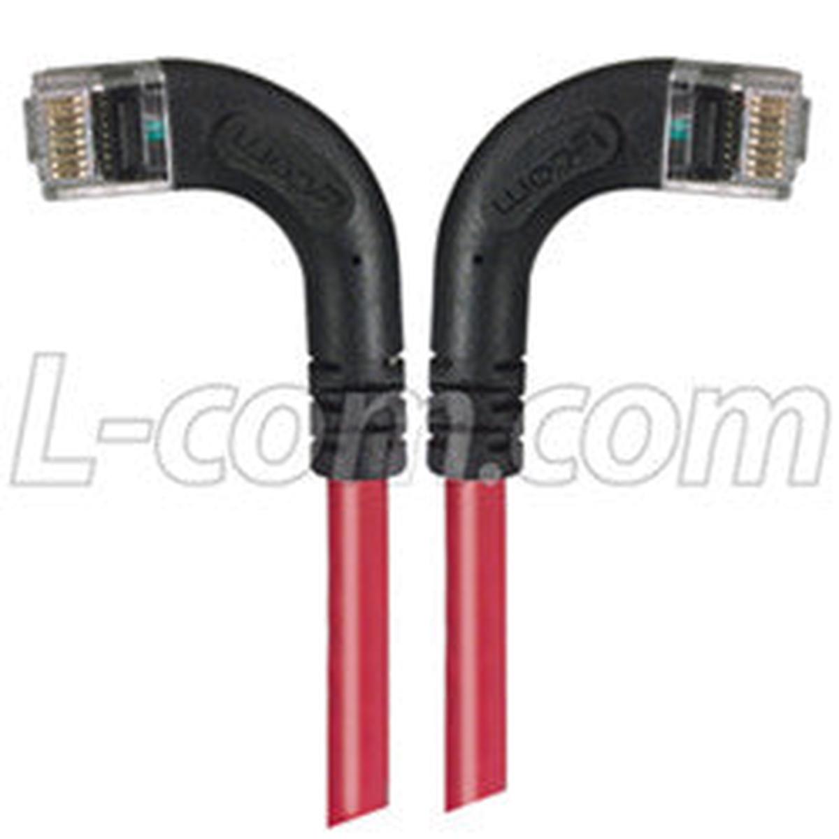 Cat6 LSZH Right Angle Patch Cable, Right Angle Left/Right Angle Right, Red, 30.0 ft