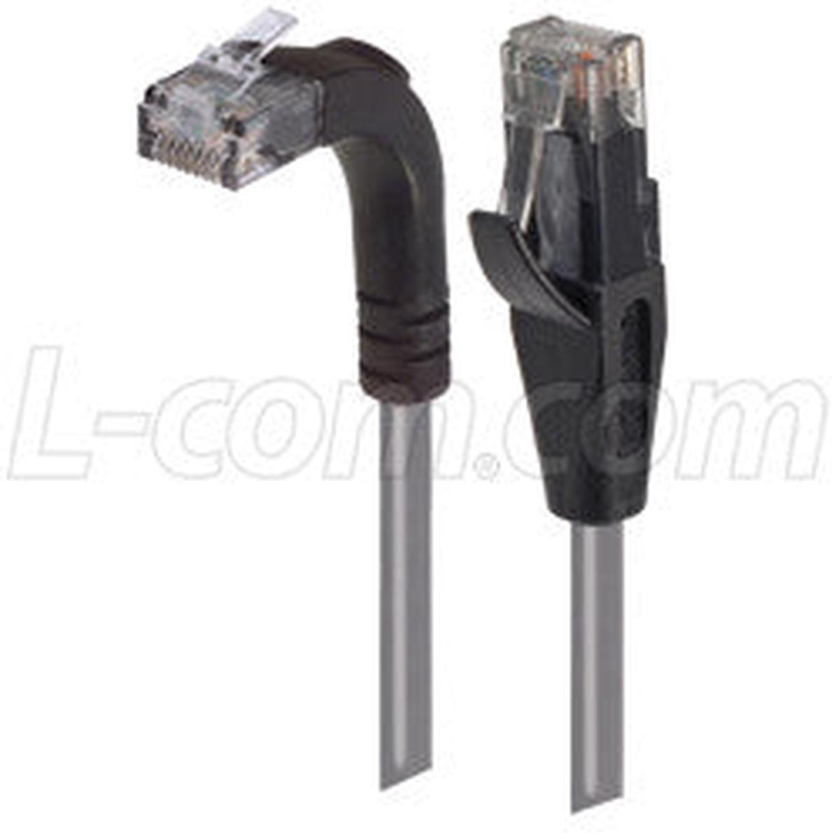 Cat 5E Right Angle Patch Cable, Straight/Right Angle Up, Gray, 2.0 ft
