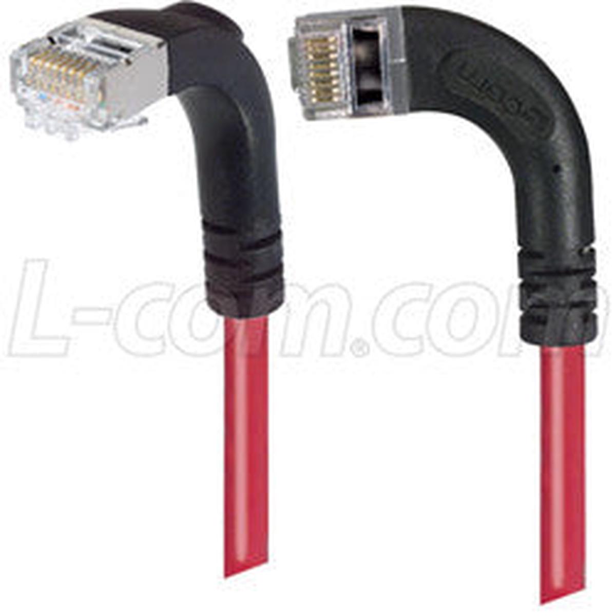 Cat 6 LSZH Right Angle Patch Cable, Right Angle Left/Right Angle Down, Red, 1.0 ft