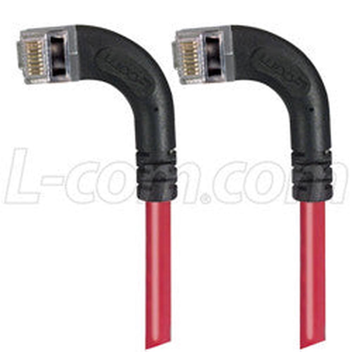 Cat 6 Shielded LSZH Right Angle Patch Cable, Right Angle Left/Right Angle Left, Red, 20.0 ft