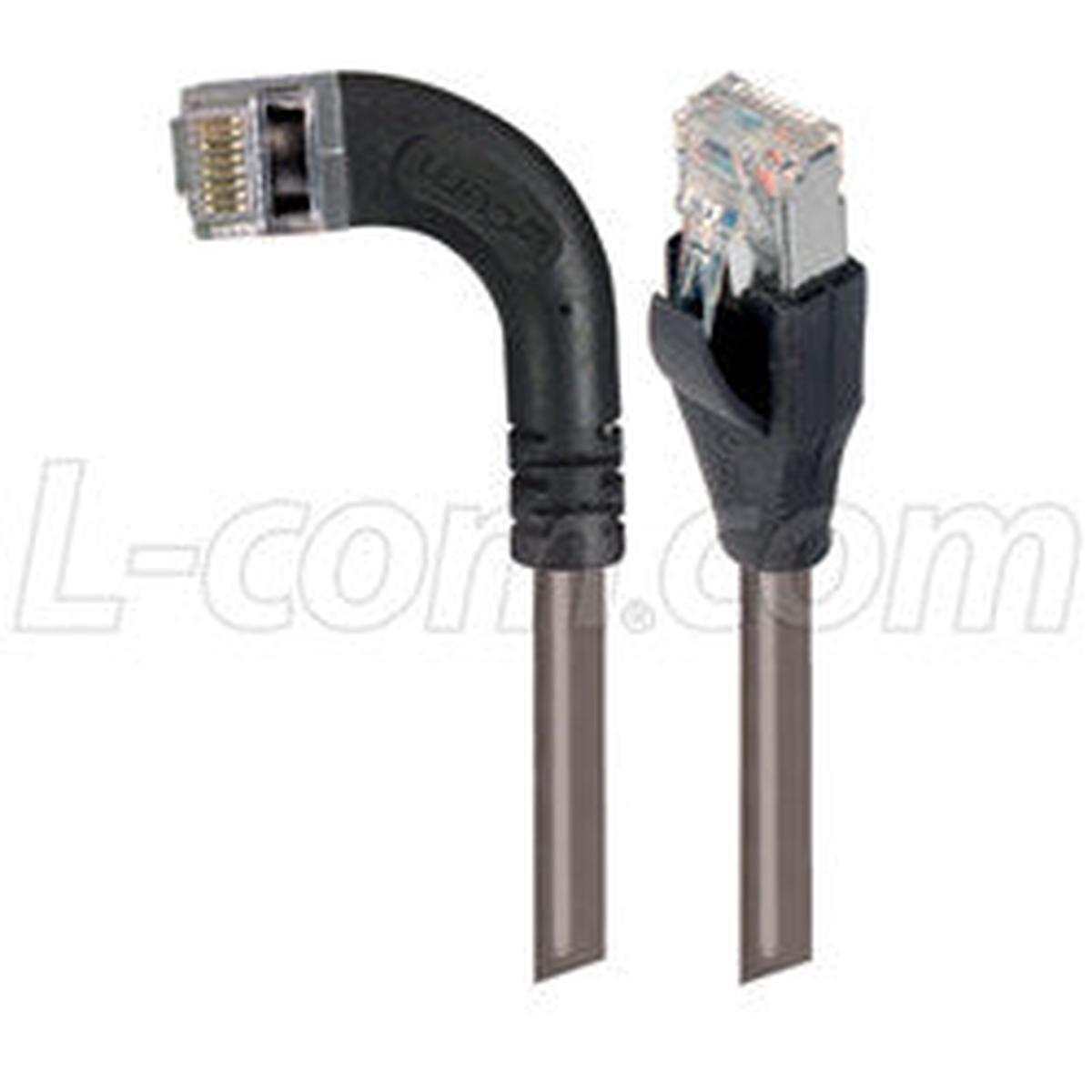 Cat 6 Shielded LSZH Right Angle Patch Cable, Straight/Right Angle Left, Gray, 2.0 ft