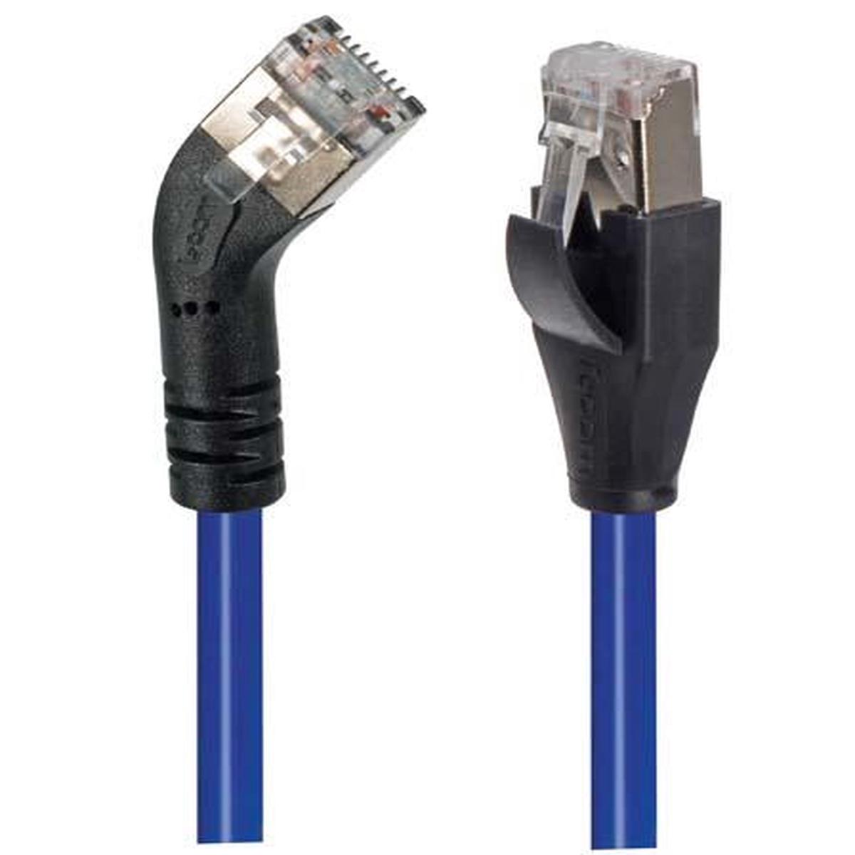 Cat 5E Shielded 45 Patch Cable Straight/Left 45 Angle Blue 5.0 ft