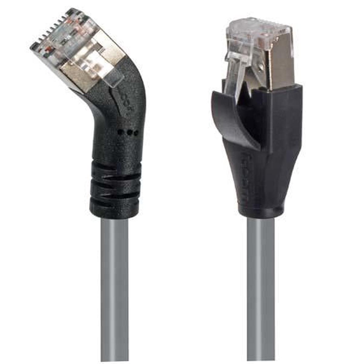 Cat 5E Shielded 45 Patch Cable Straight/Right 45 Angle Gray 3.0 ft