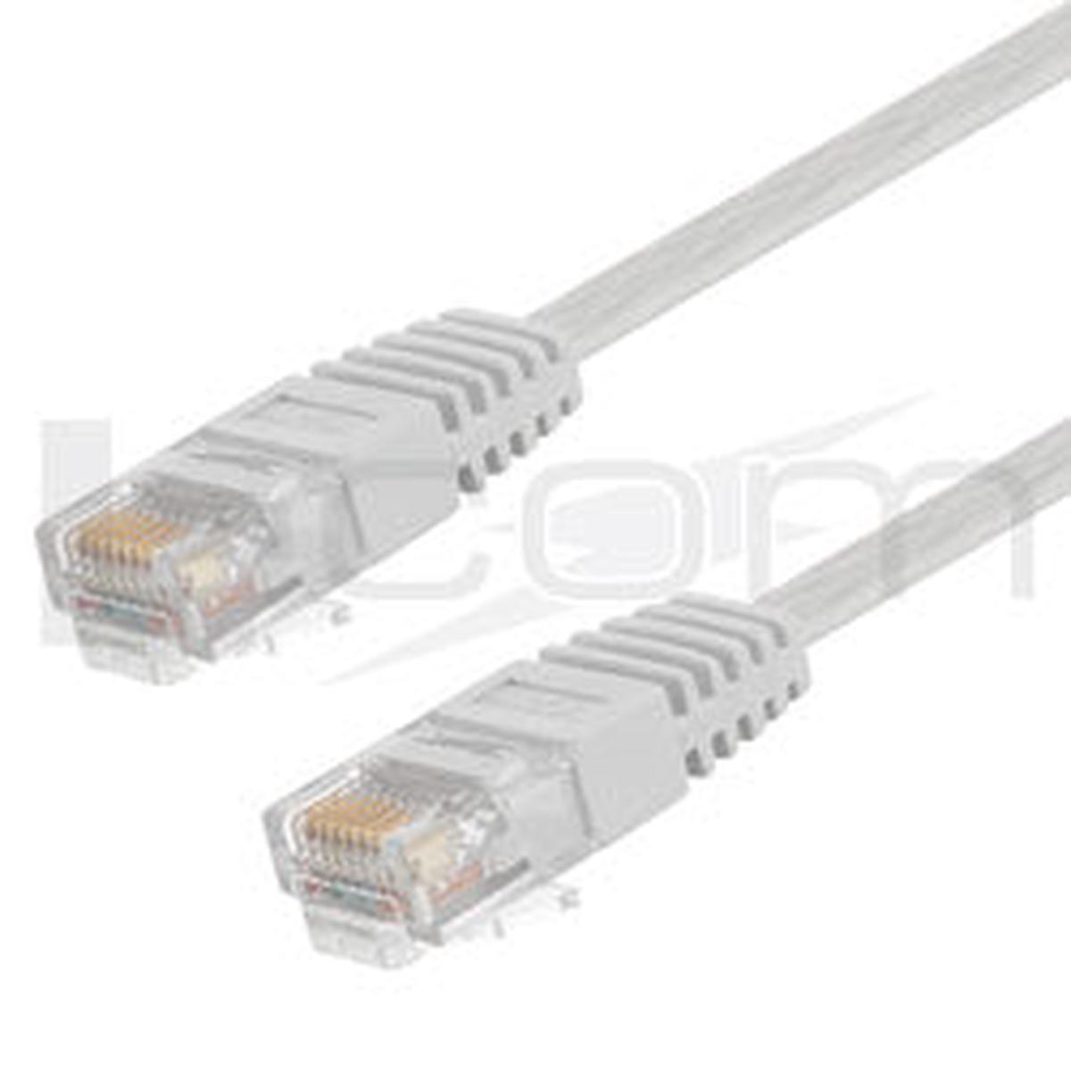 Category 6 Flat Patch Cable, RJ45 / RJ45, White, 20ft