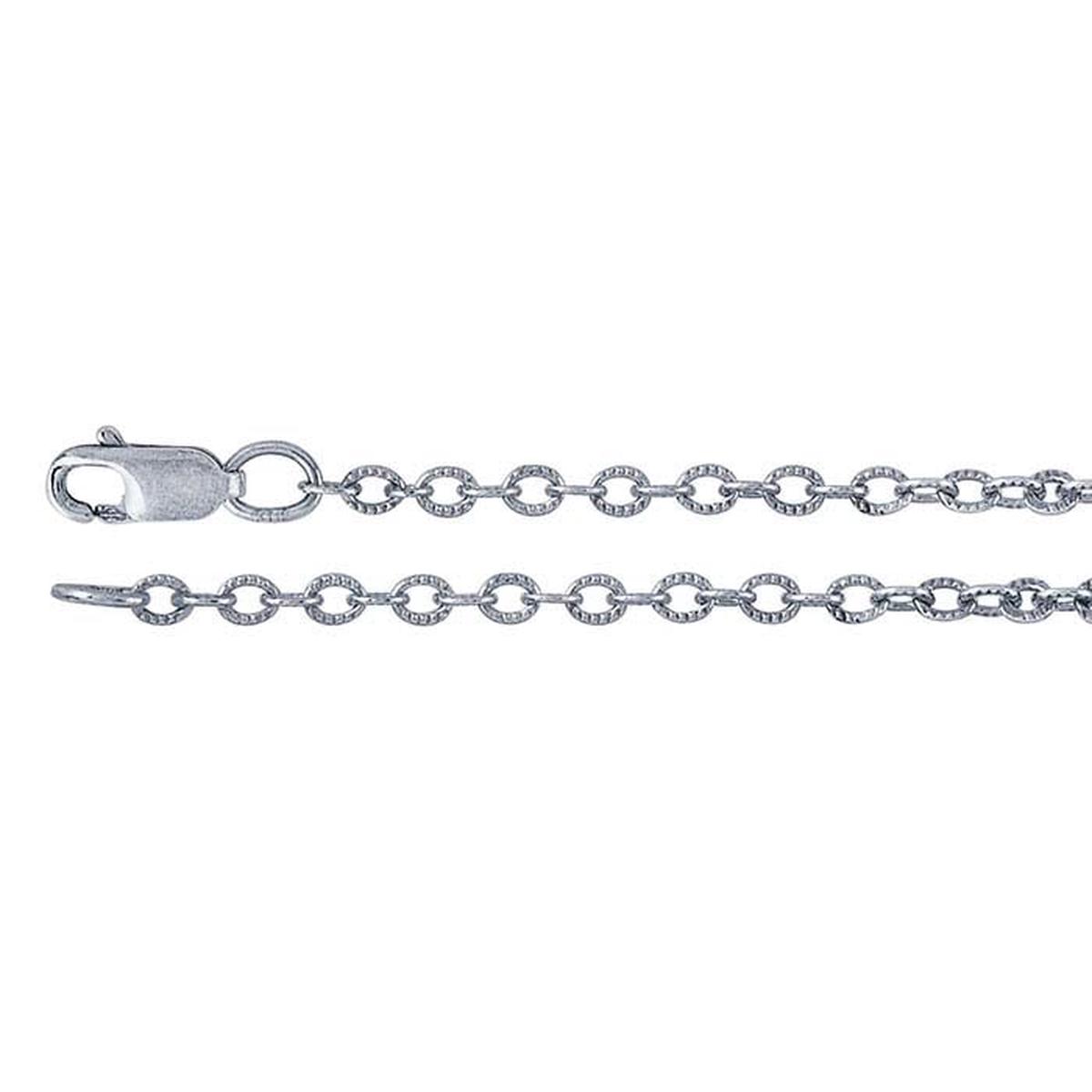Sterling Silver Patterned Oxidized Oval Cable Chain