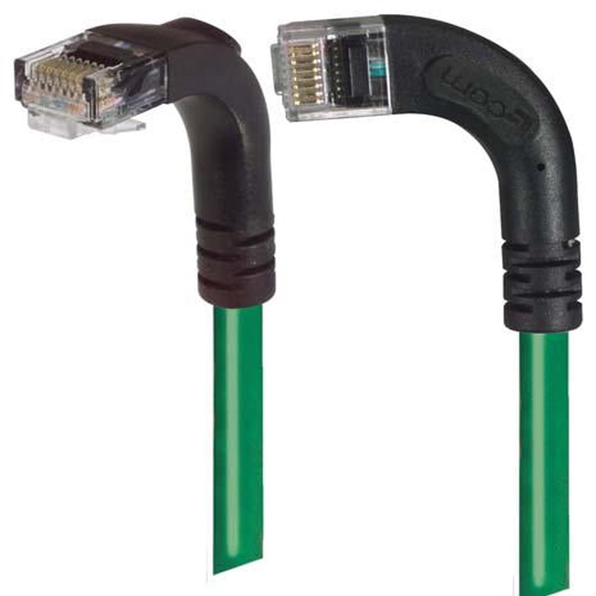 Cat 5E Right Angle Patch Cable RA Left Exit/Right Angle Down Green 2ft