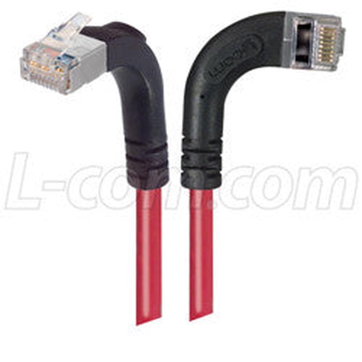 Cat 6 LSZH Right Angle Patch Cable, Right Angle Right/Right Angle Up, Red, 5.0 ft