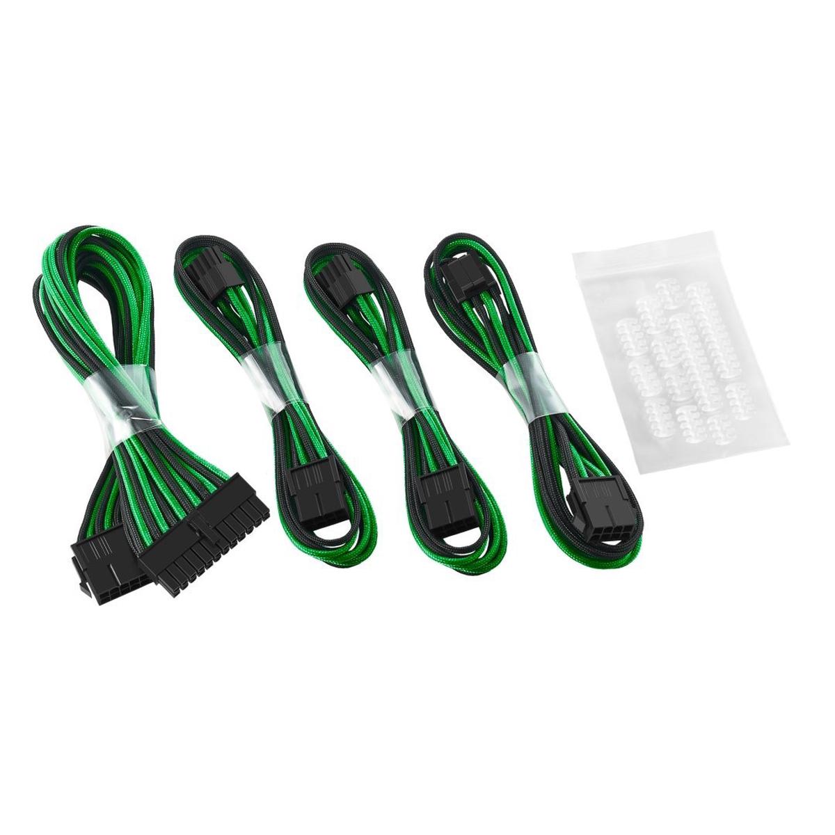 CableMod - Basic ModFlex Dual 6+2 Sleeved Cable Extensions - Black/Green -
