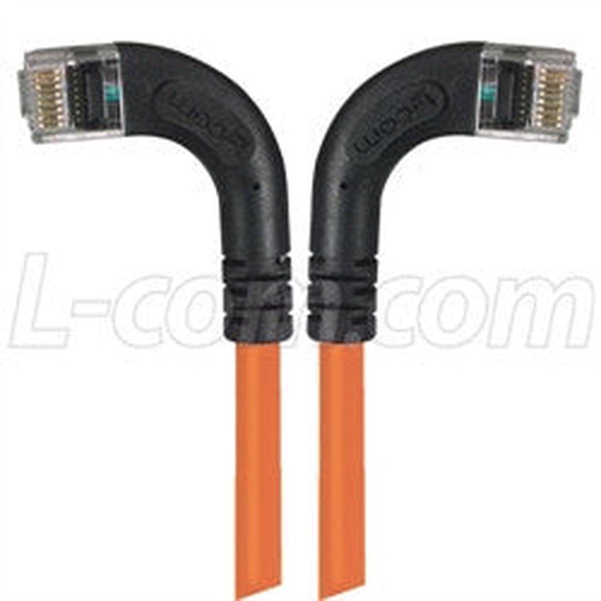 Cat 5E Right Angle Patch Cable, RA Left Exit/RA Right Exit, Orange, 20.0 ft