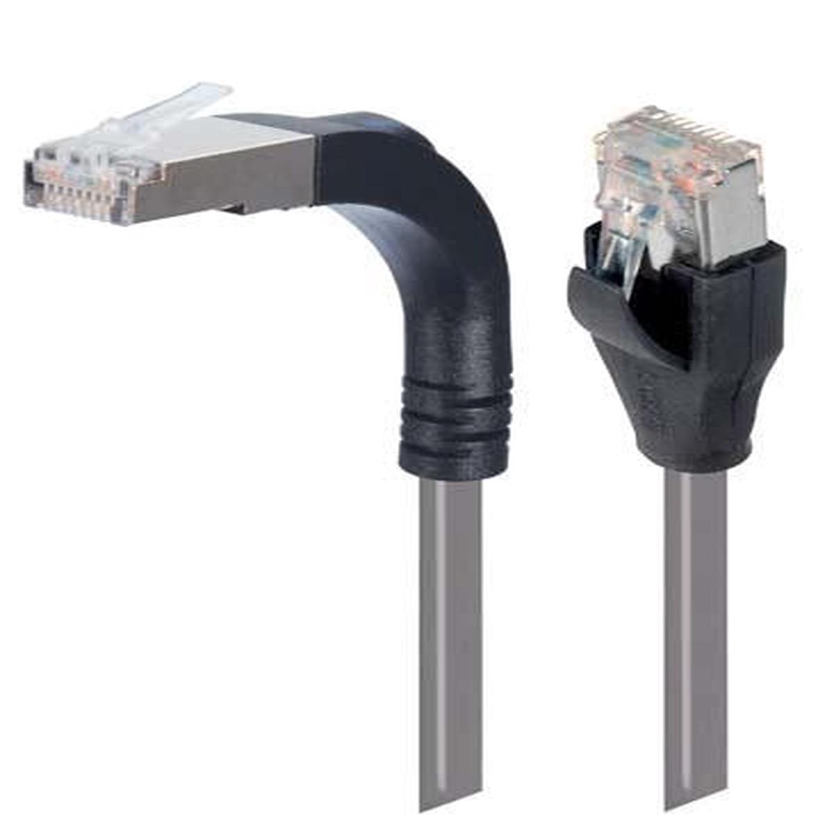 Shielded Category 6 Right Angle Patch Cable Stackable Gray 1.0 ft