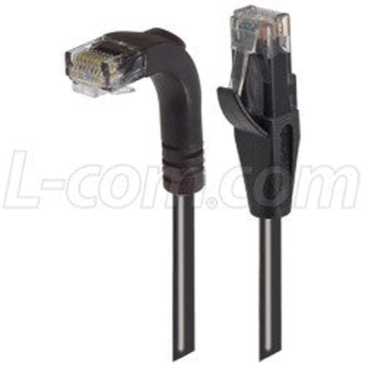 Cat 5E Right Angle Patch Cable, Straight/Right Angle Down, Black 1.0 ft
