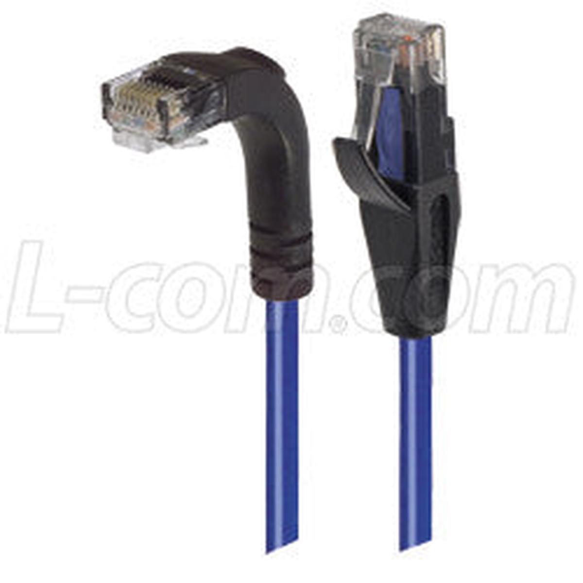 Cat 5E Right Angle Patch Cable, Straight/Right Angle Down, Blue 1.0 ft