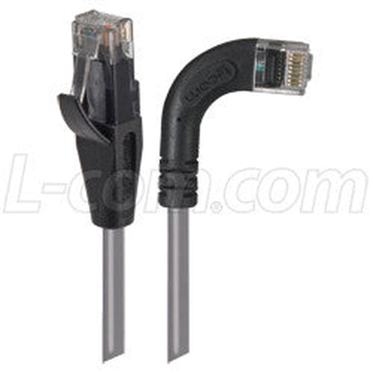 Cat 5E Right Angle Patch Cable, Straight/ Right Angle Right Exit, Gray, 20.0 ft