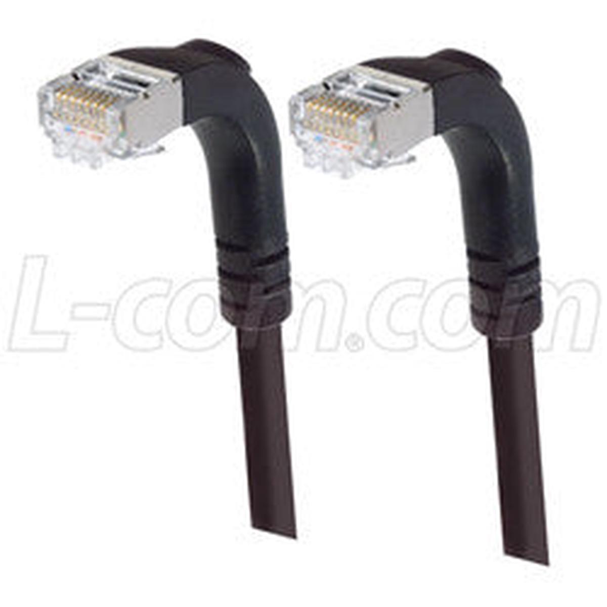 Cat 6 Shielded LSZH Right Angle Patch Cable, Right Angle Down/Right Angle Down, Black, 1.0 ft