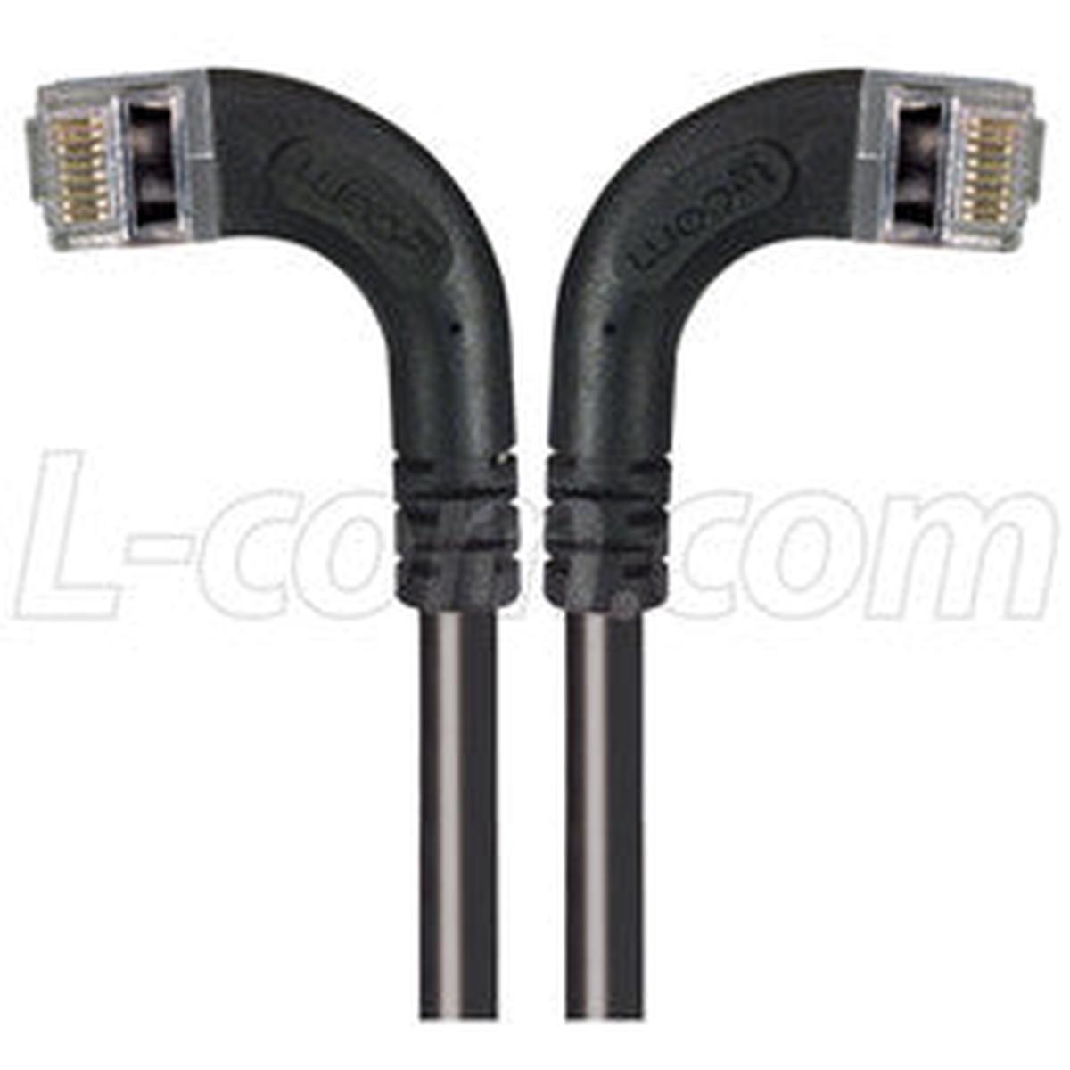 Cat 6 Shielded LSZH Right Angle Patch Cable, Right Angle Left/Right Angle Right, Black, 2.0 ft