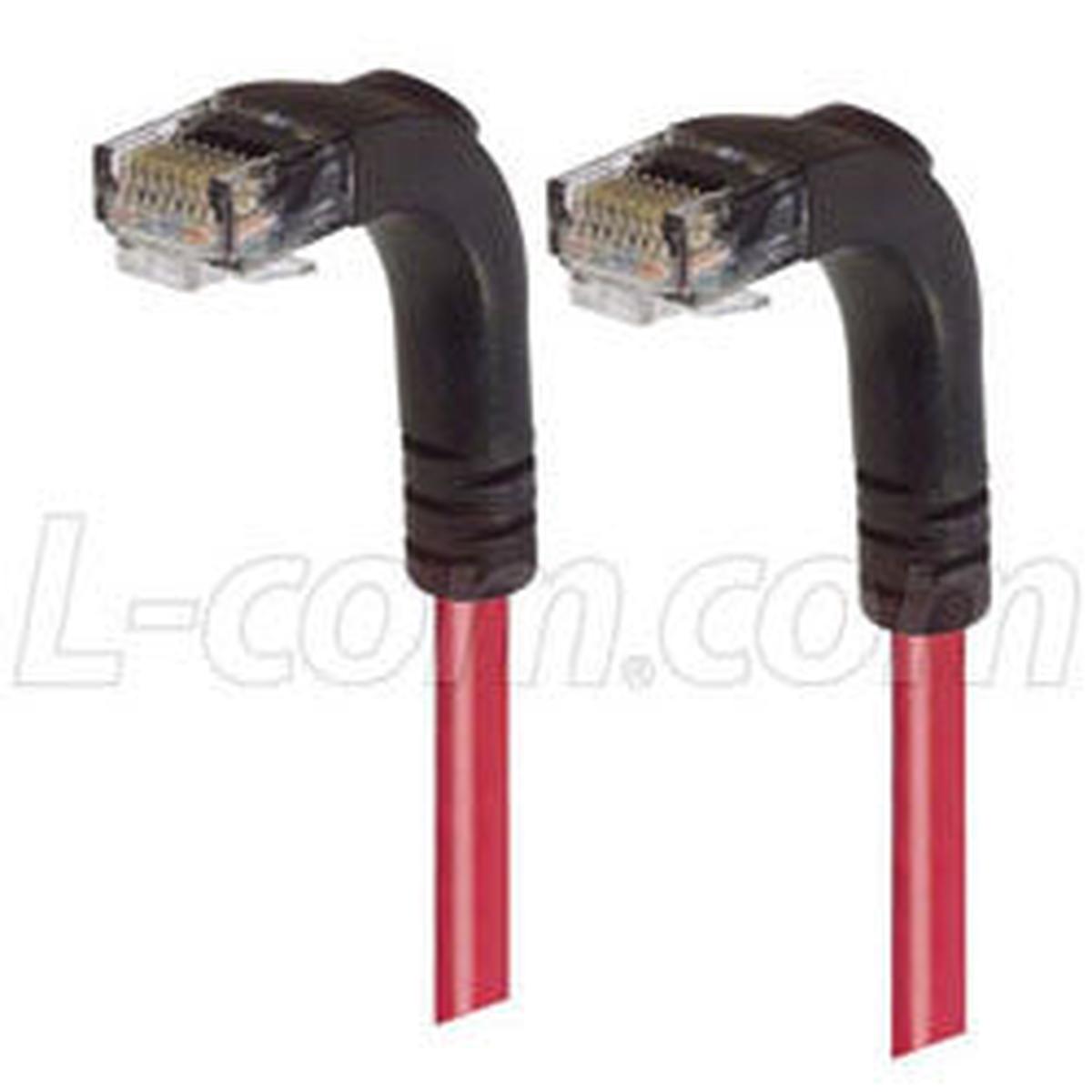 Cat6 LSZH Right Angle Patch Cable, Right Angle Down/Right Angle Down, Red, 30.0 ft
