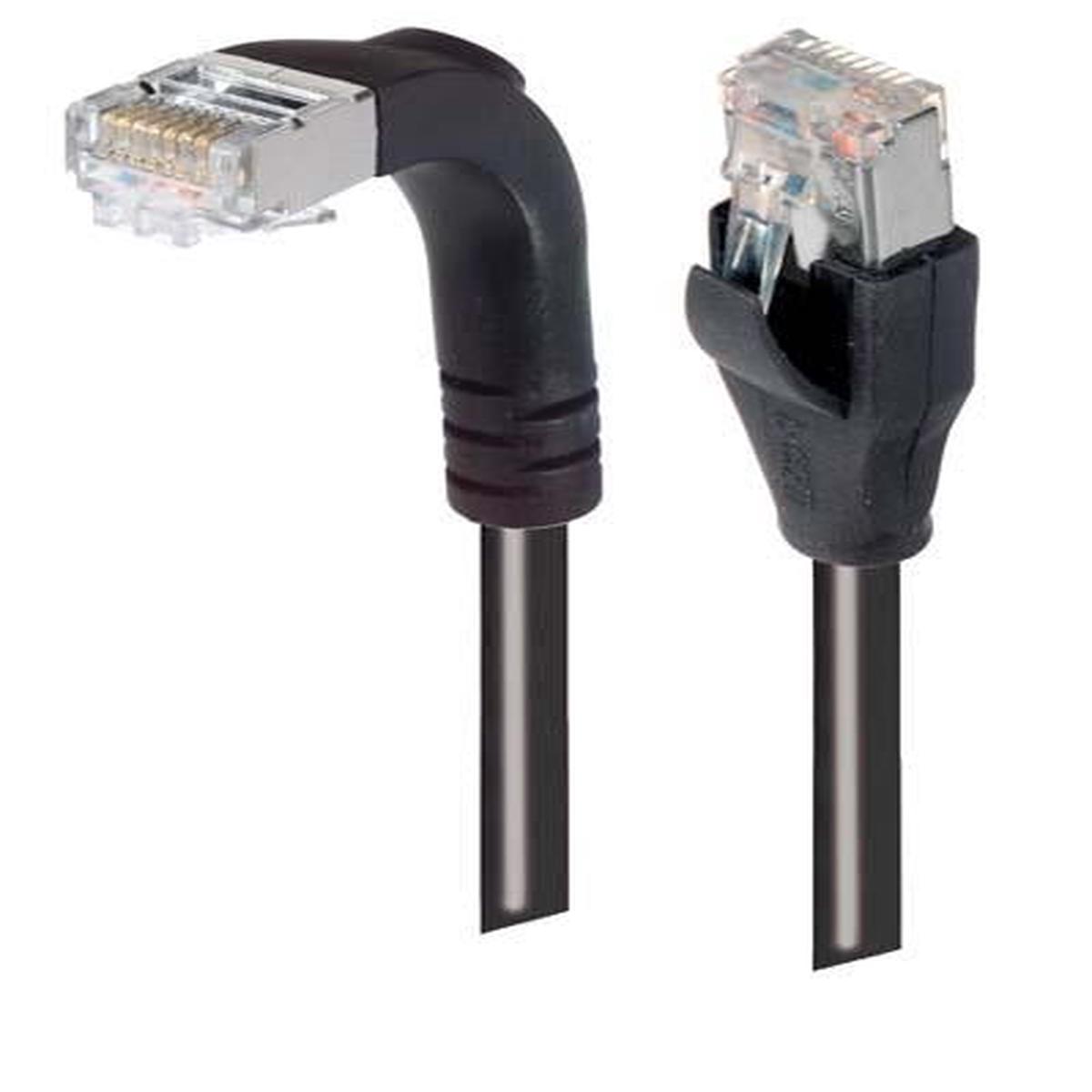 Cat6 Shielded LSZH RA Patch Cable Straight/Right Angle Down Black 20ft